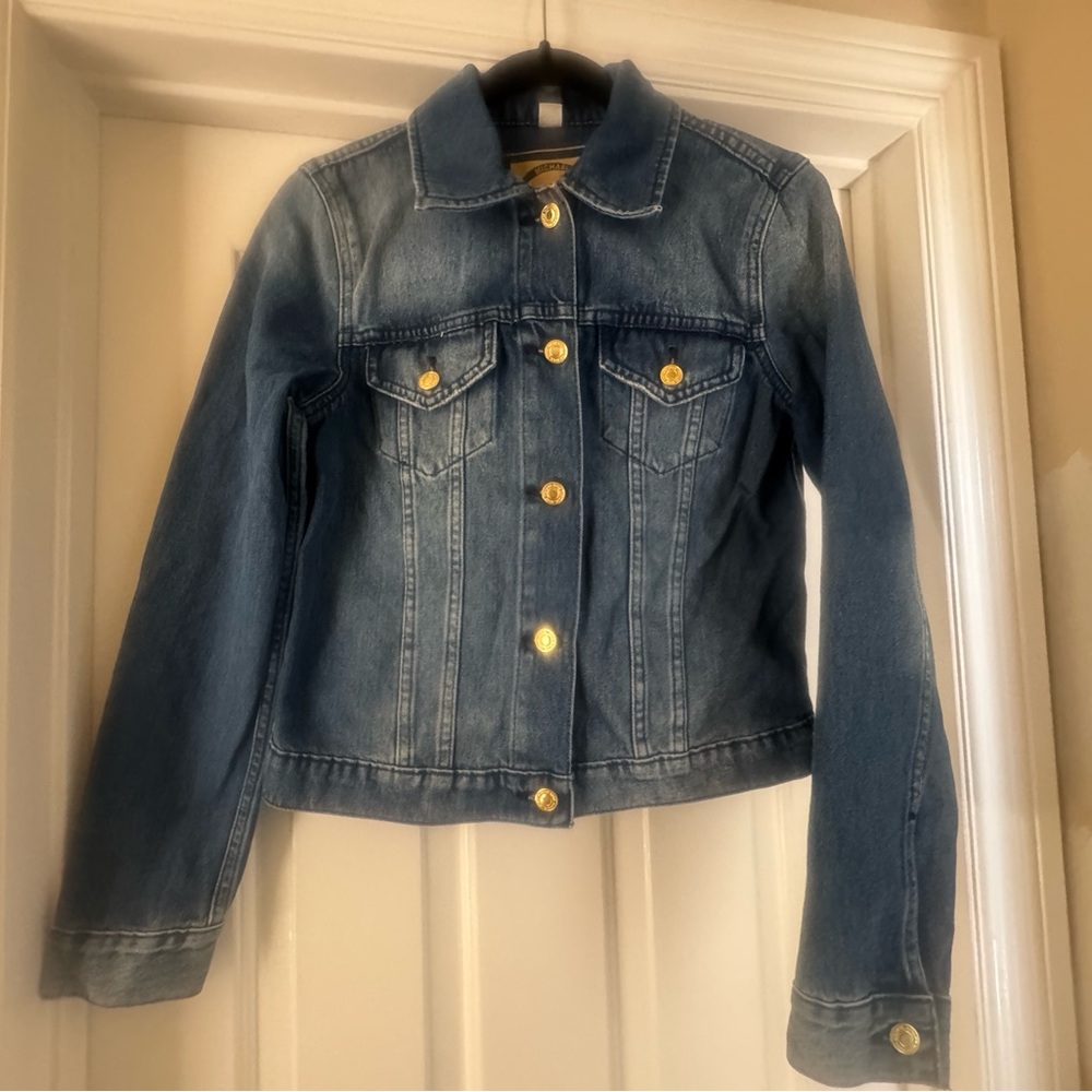Michael Kors Indigo Jean Jacket with Gold Accents